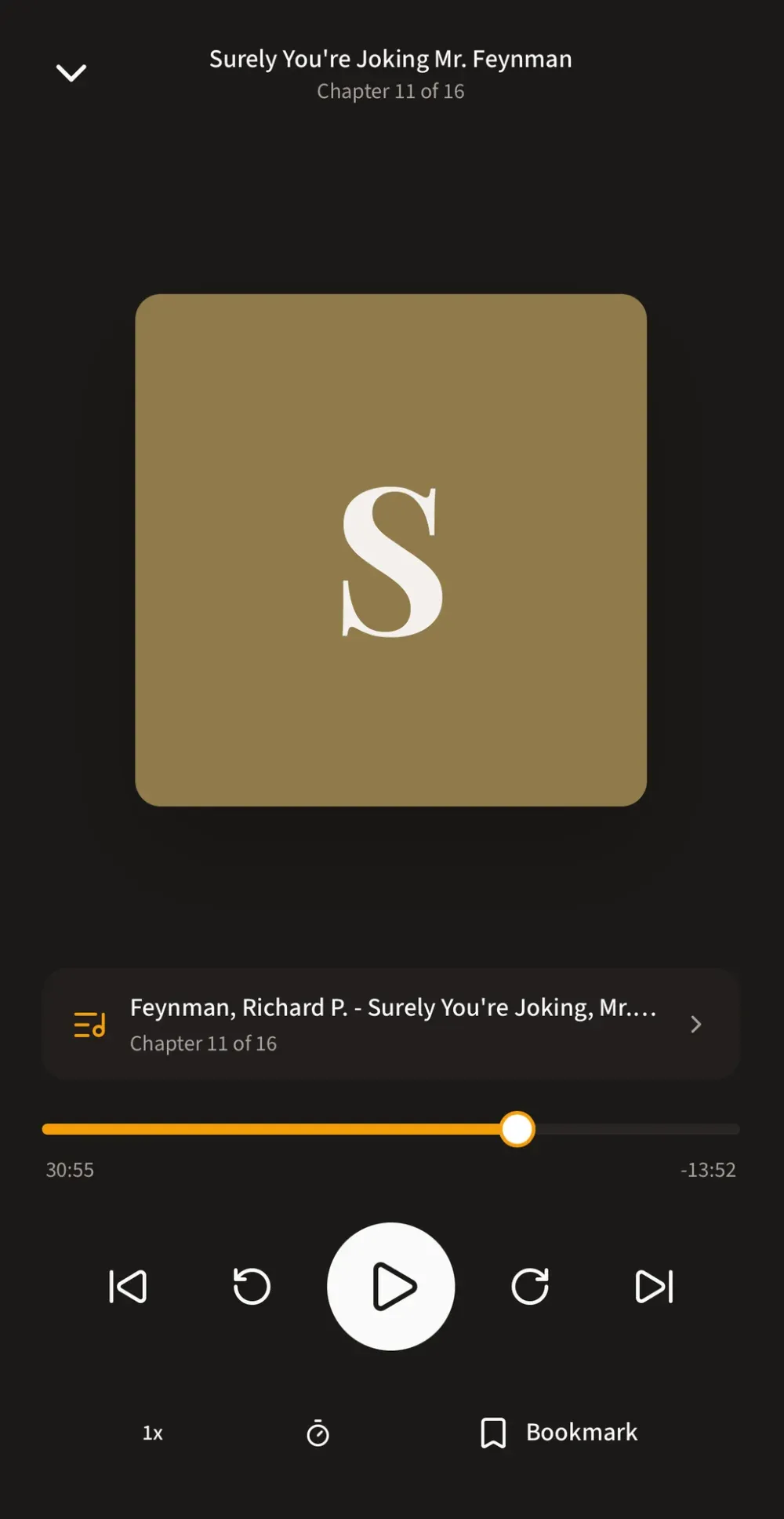 Audiobook Player now-playing screen on iOS