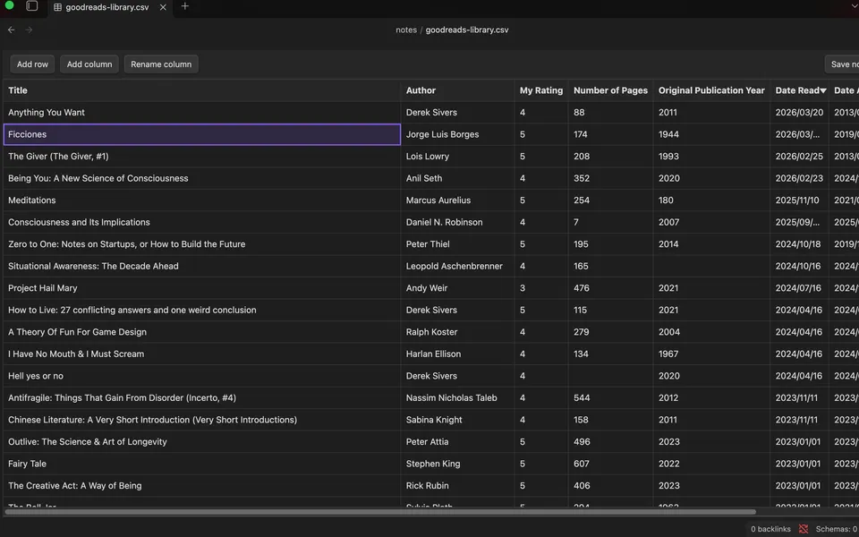 Obsidian CSV Editor