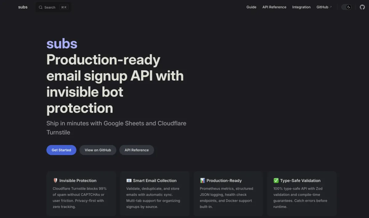Cover image for Subs: Email Signup API